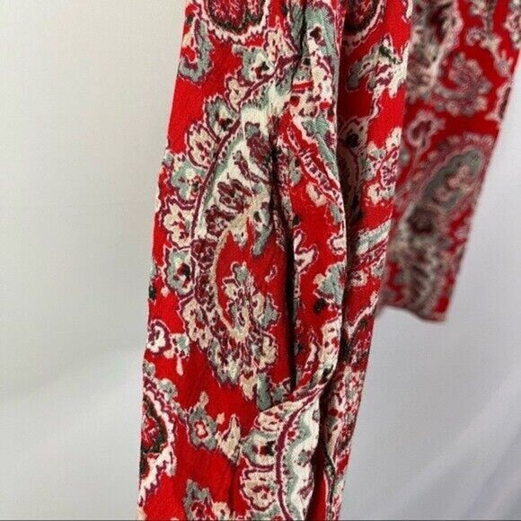 American Eagle AEO Red Floral High Neck Boho Shift Mini Dress XS - Picture 6 of 7